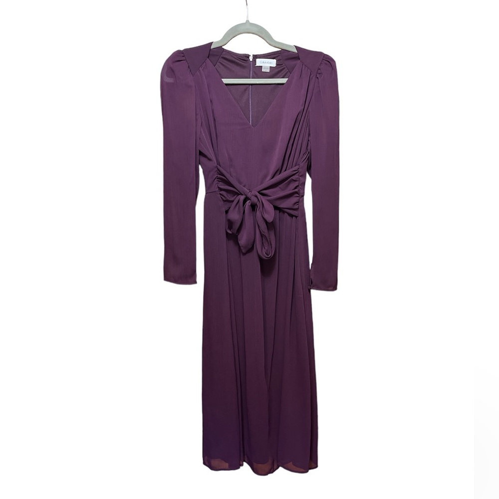 Burgundy Calvin Klein Fit and Flare Chiffon Dress—NWT